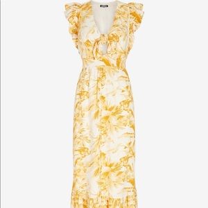 Express printed flutter sleeve maxi dress